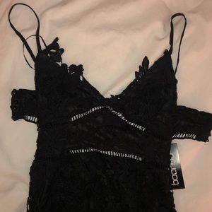 lace panelled open back midi dress